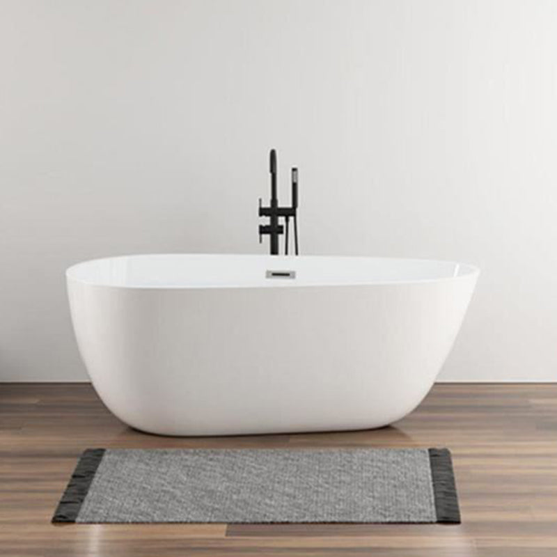 Modern Acrylic Bathtub Freestanding Soaking Bathtub with Drain Bathtub and Overflow Hole