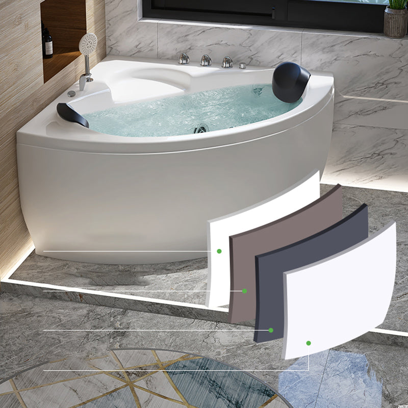 Modern Corner Acrylic Bathtub Air/Whirlpool Bathtub with Drain and Overflow Trim