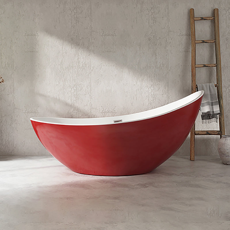 Freestanding Soaking Acrylic Bathtub Modern Oval Bathtub without Faucet Holes