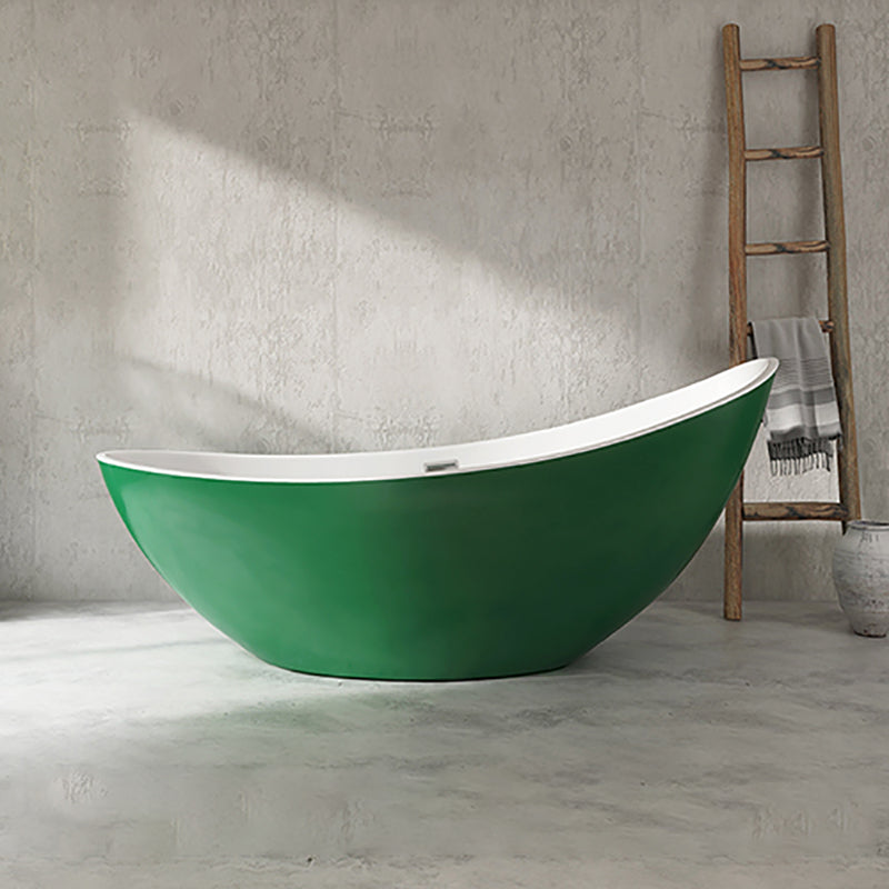 Freestanding Soaking Acrylic Bathtub Modern Oval Bathtub without Faucet Holes