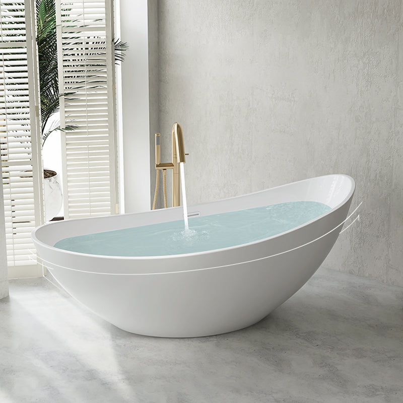 Freestanding Soaking Acrylic Bathtub Modern Oval Bathtub without Faucet Holes
