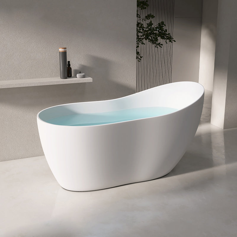 Modern Acrylic White Bathtub Freestanding Soaking Bathtub with Drain