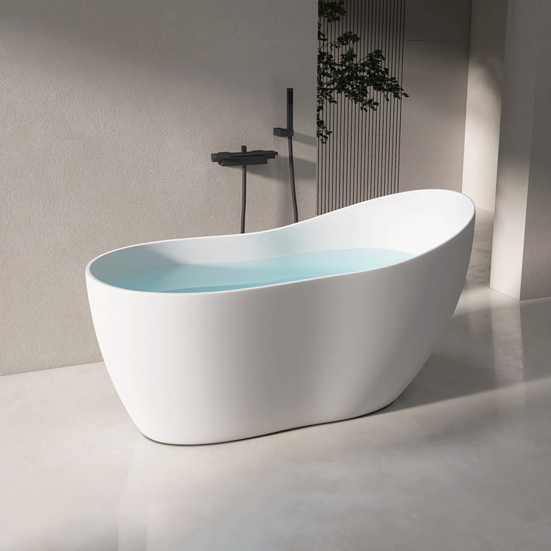 Modern Acrylic White Bathtub Freestanding Soaking Bathtub with Drain