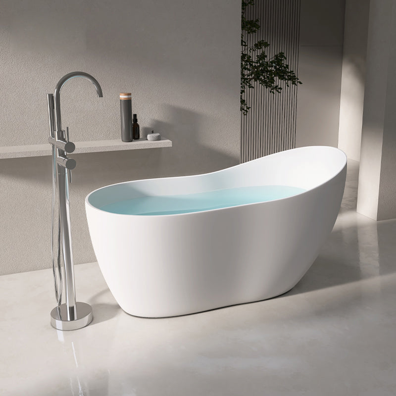 Modern Acrylic White Bathtub Freestanding Soaking Bathtub with Drain