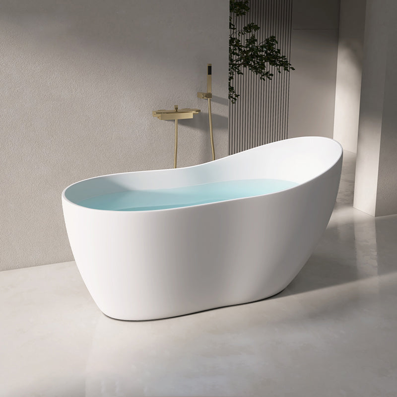 Modern Acrylic White Bathtub Freestanding Soaking Bathtub with Drain
