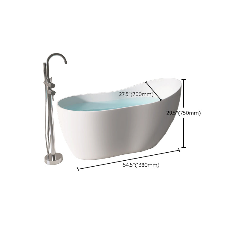 Modern Acrylic White Bathtub Freestanding Soaking Bathtub with Drain