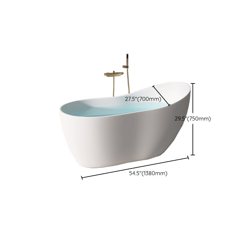 Modern Acrylic White Bathtub Freestanding Soaking Bathtub with Drain