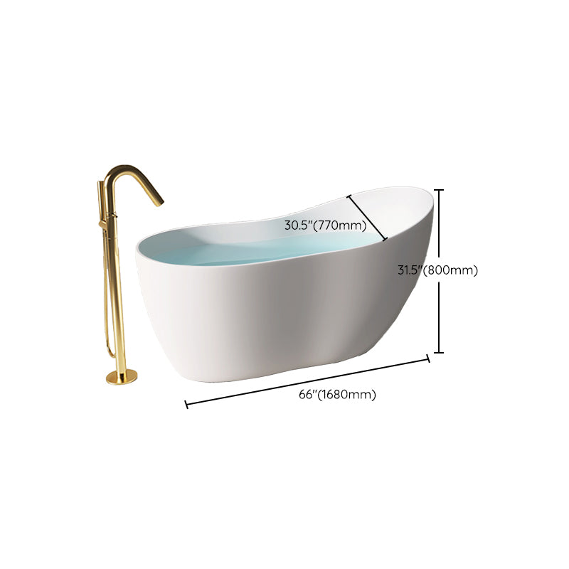 Modern Acrylic White Bathtub Freestanding Soaking Bathtub with Drain