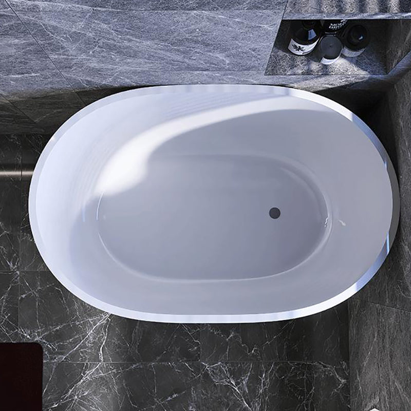 Modern Acrylic Ellipse White Bathtub Back to Wall with Drain Bath Tub