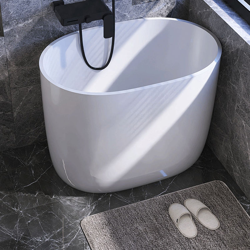 Modern Acrylic Ellipse White Bathtub Back to Wall with Drain Bath Tub