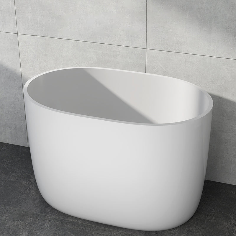 Modern Acrylic Ellipse White Bathtub Back to Wall with Drain Bath Tub
