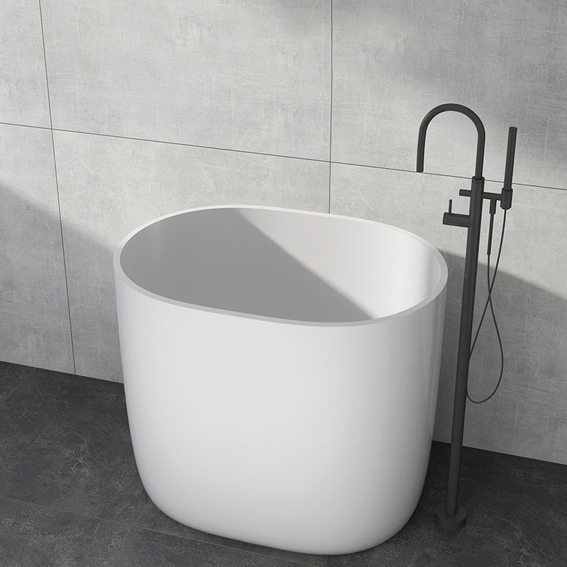 Modern Acrylic Ellipse White Bathtub Back to Wall with Drain Bath Tub