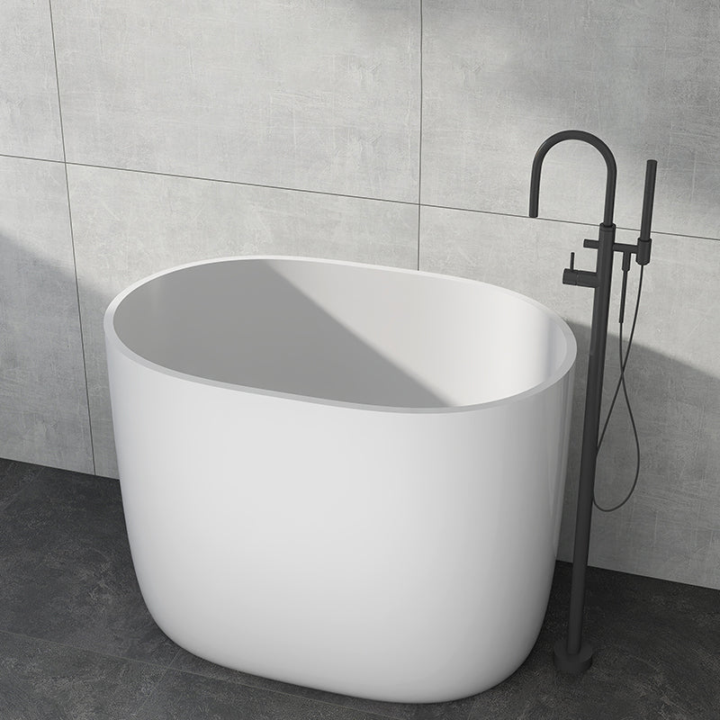 Modern Acrylic Ellipse White Bathtub Back to Wall with Drain Bath Tub