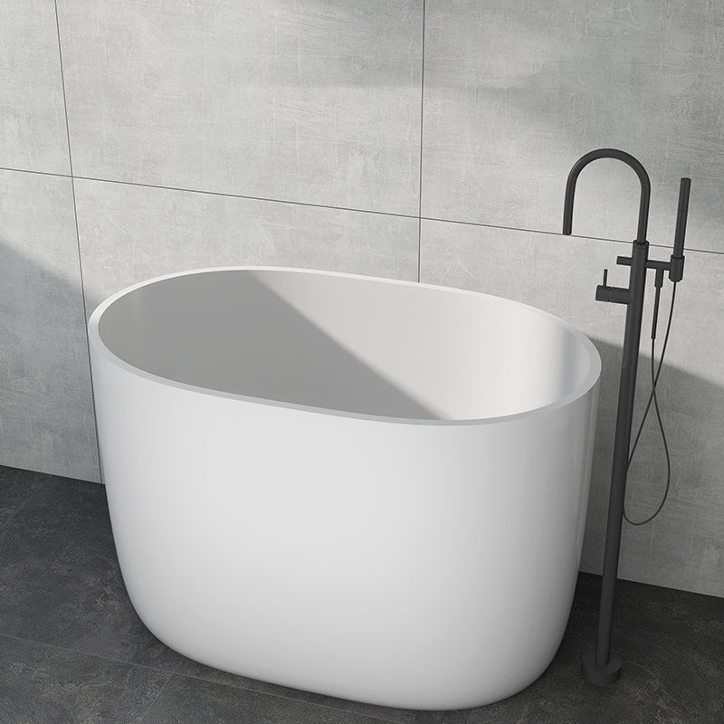 Modern Acrylic Ellipse White Bathtub Back to Wall with Drain Bath Tub