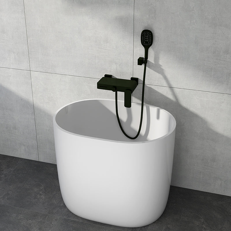 Modern Acrylic Ellipse White Bathtub Back to Wall with Drain Bath Tub
