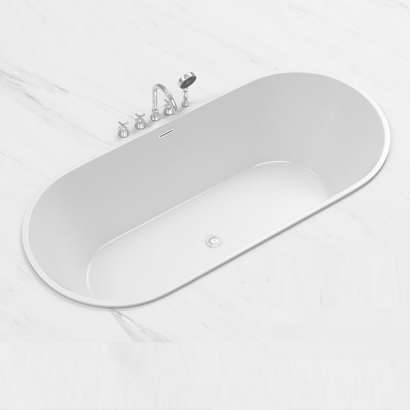 Contemporary Oval Drop-in Bathtub Soaking Acrylic Bath Tub in White