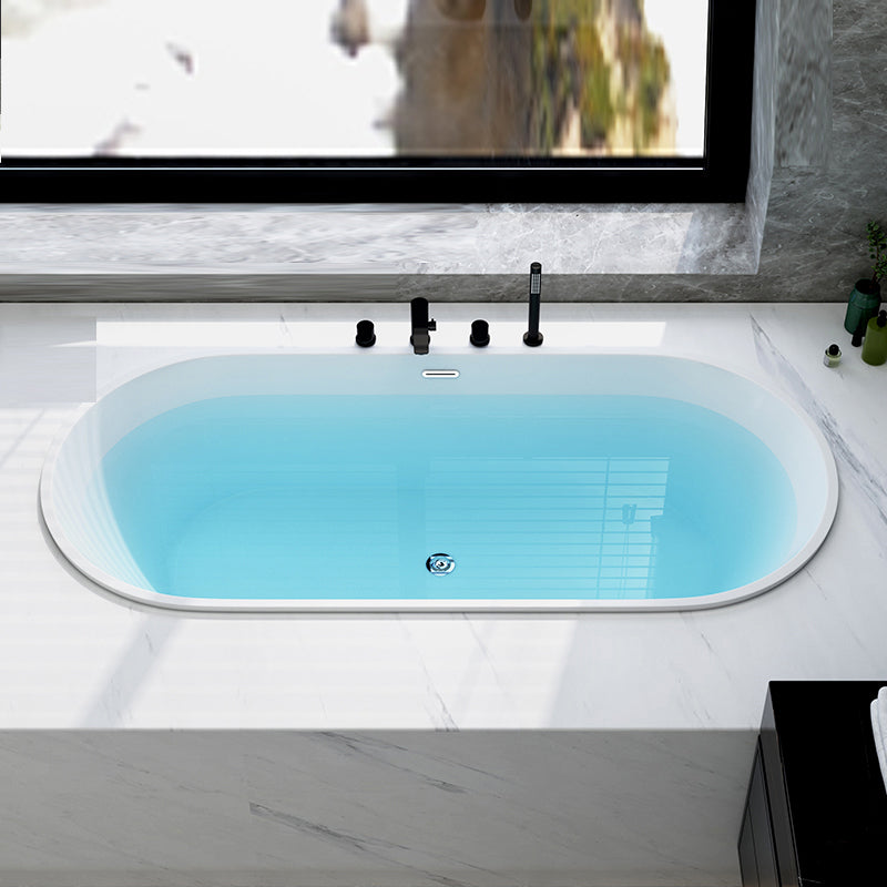 Contemporary Oval Drop-in Bathtub Soaking Acrylic Bath Tub in White