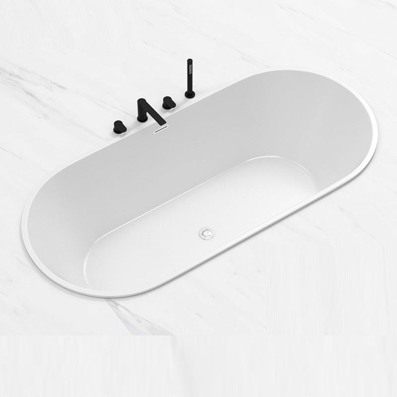 Contemporary Oval Drop-in Bathtub Soaking Acrylic Bath Tub in White
