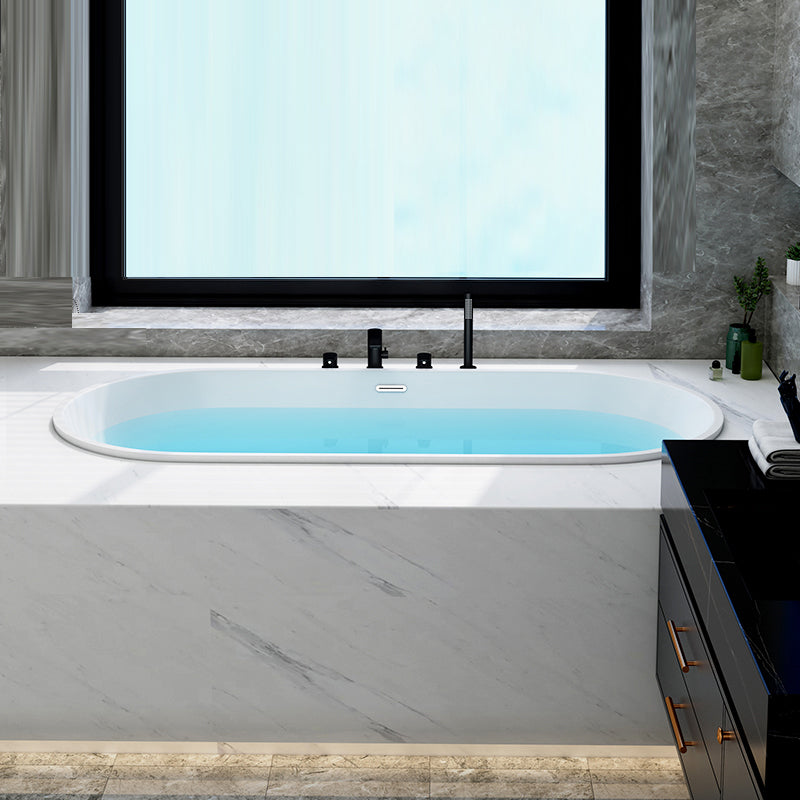 Contemporary Oval Drop-in Bathtub Soaking Acrylic Bath Tub in White