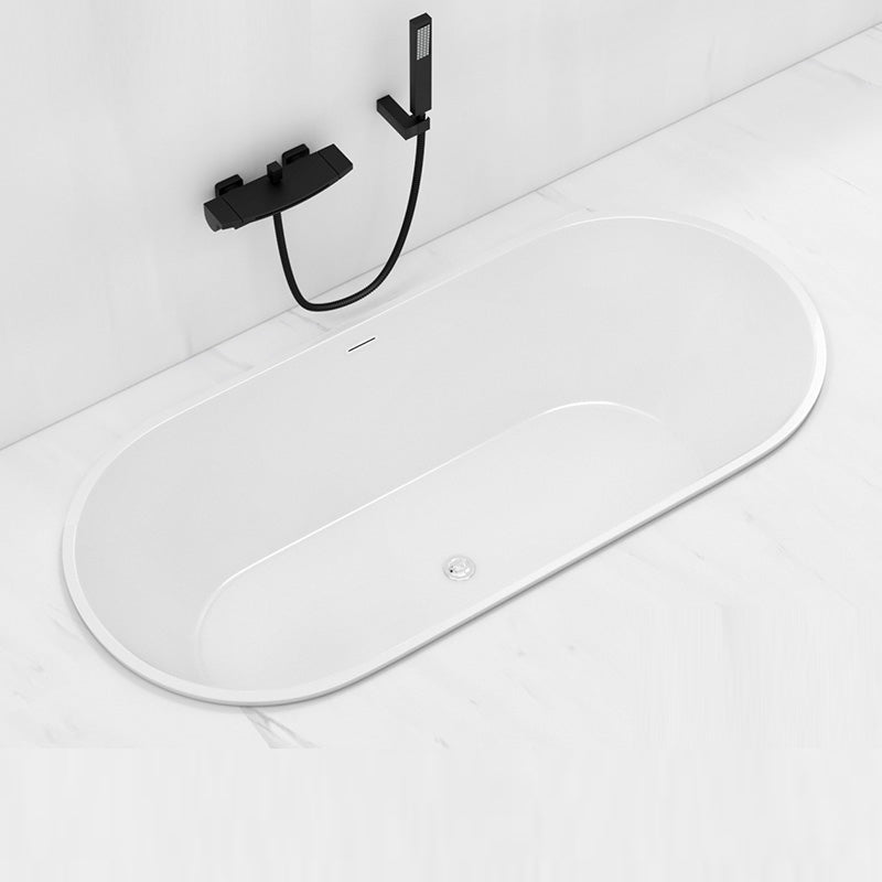 Contemporary Oval Drop-in Bathtub Soaking Acrylic Bath Tub in White