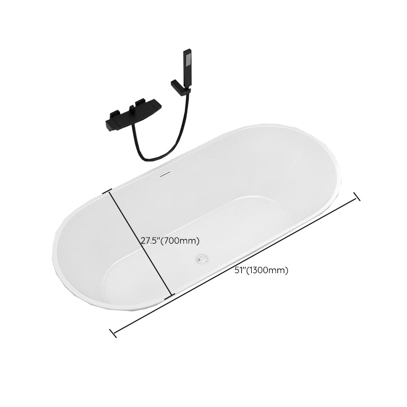 Contemporary Oval Drop-in Bathtub Soaking Acrylic Bath Tub in White