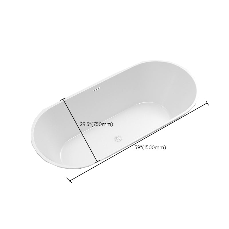 Contemporary Oval Drop-in Bathtub Soaking Acrylic Bath Tub in White