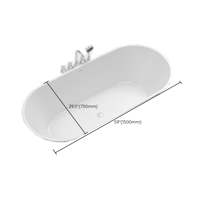 Contemporary Oval Drop-in Bathtub Soaking Acrylic Bath Tub in White