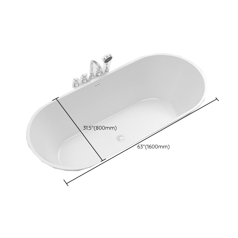 Contemporary Oval Drop-in Bathtub Soaking Acrylic Bath Tub in White