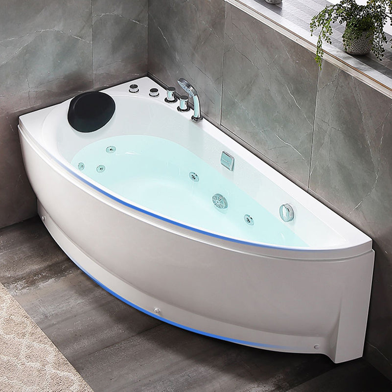 White Drop-in Bathtub Contemporary Corner Back to Wall Acrylic Bathtub