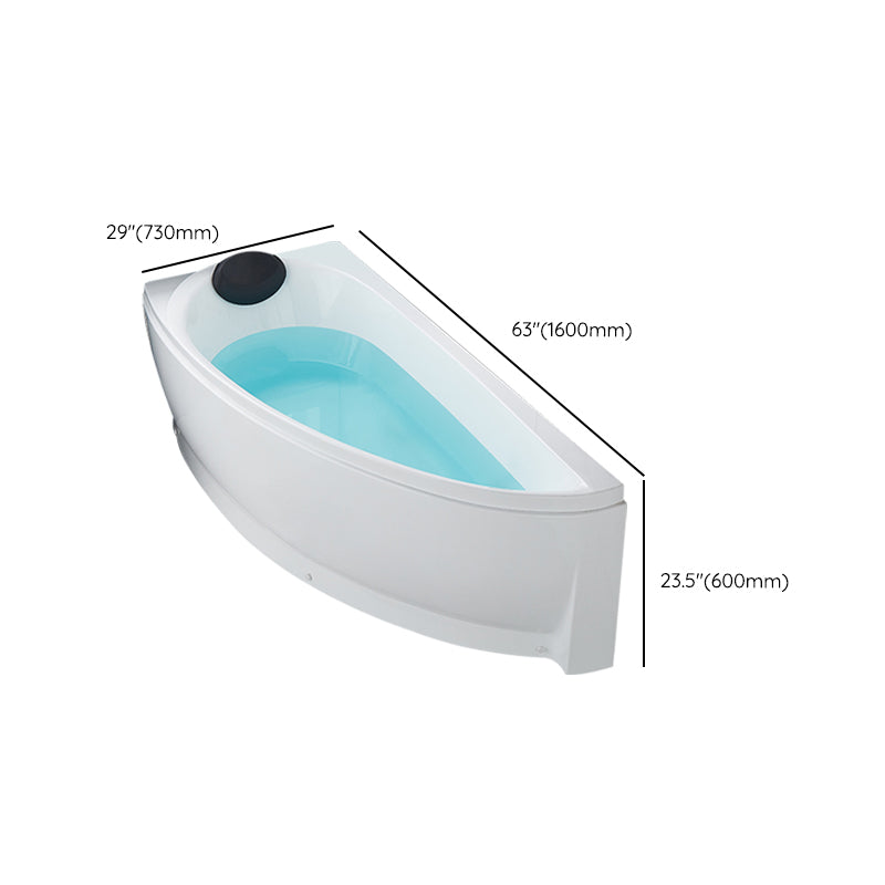 White Drop-in Bathtub Contemporary Corner Back to Wall Acrylic Bathtub