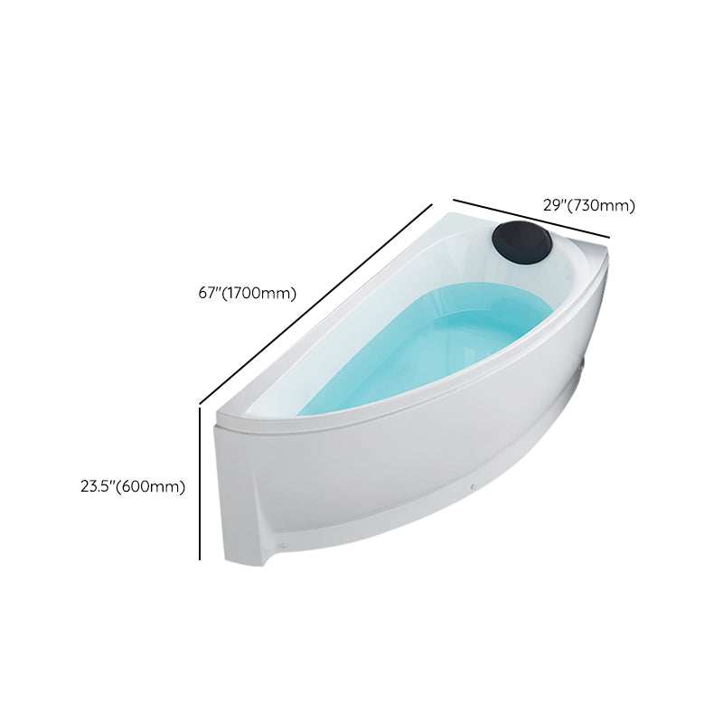 White Drop-in Bathtub Contemporary Corner Back to Wall Acrylic Bathtub