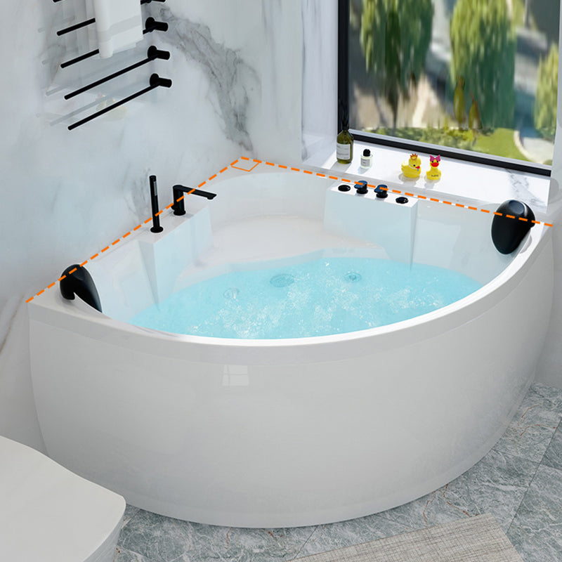 Contemporary Corner Acrylic Bathtub Soaking/Whirlpool Bathtub with Seat