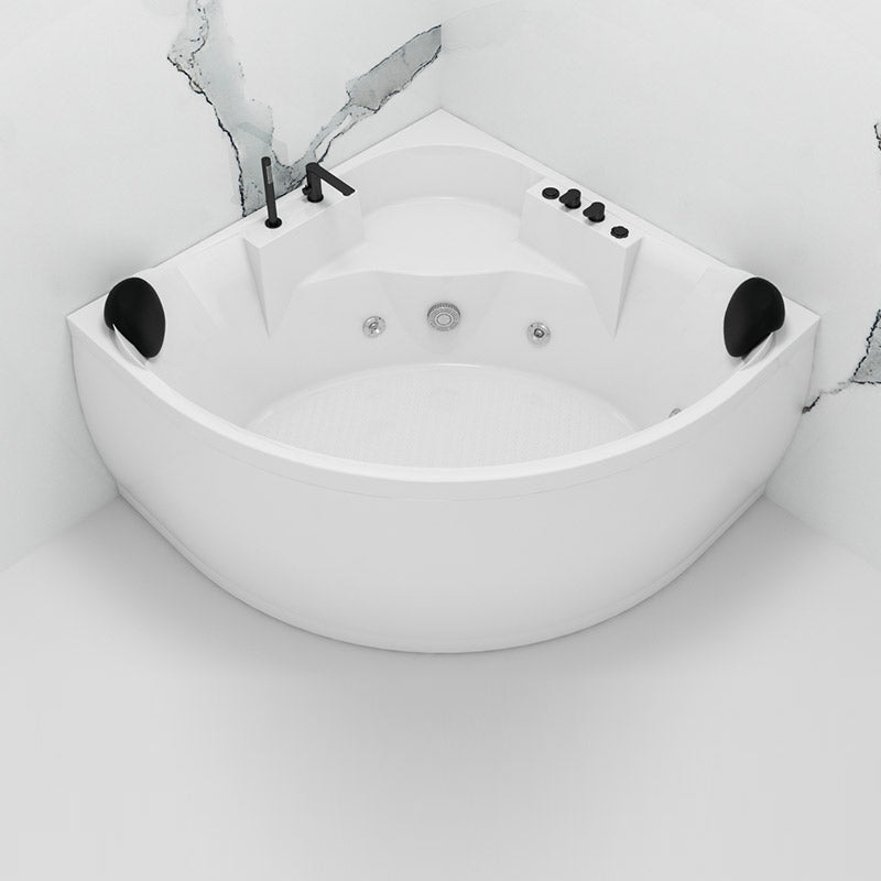 Contemporary Corner Acrylic Bathtub Soaking/Whirlpool Bathtub with Seat