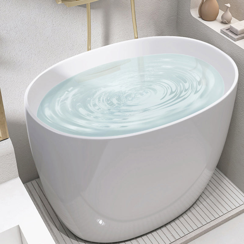 Modern Ellipse Acrylic White Bathtub Back to Wall with Drain Bath Tub