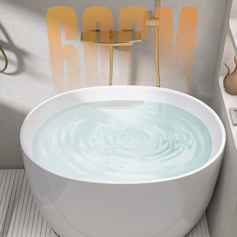 Modern Ellipse Acrylic White Bathtub Back to Wall with Drain Bath Tub