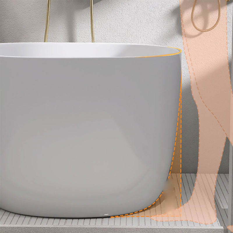 Modern Ellipse Acrylic White Bathtub Back to Wall with Drain Bath Tub