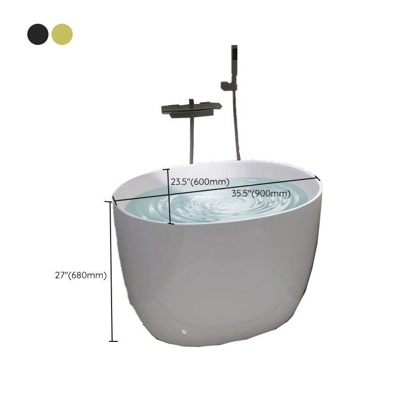 Modern Ellipse Acrylic White Bathtub Back to Wall with Drain Bath Tub