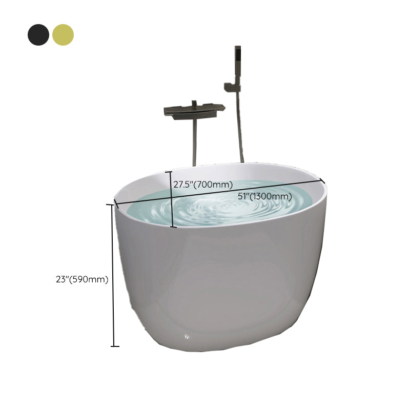 Modern Ellipse Acrylic White Bathtub Back to Wall with Drain Bath Tub