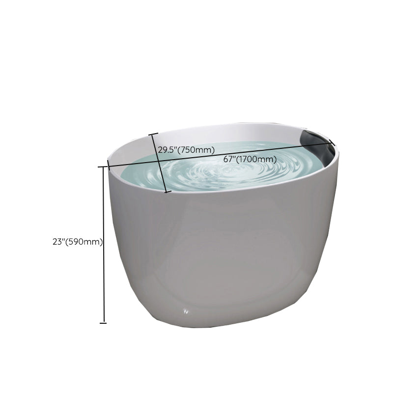 Modern Ellipse Acrylic White Bathtub Back to Wall with Drain Bath Tub