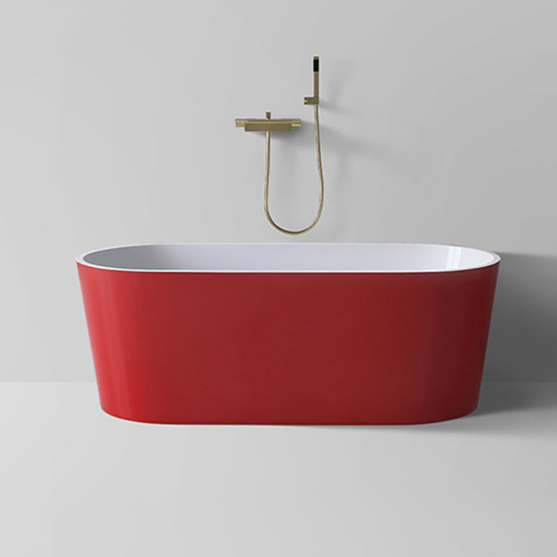 Modern Style Acrylic Ellipse Bathtub Freestanding Soaking Bathtub with Drain Bath Tub