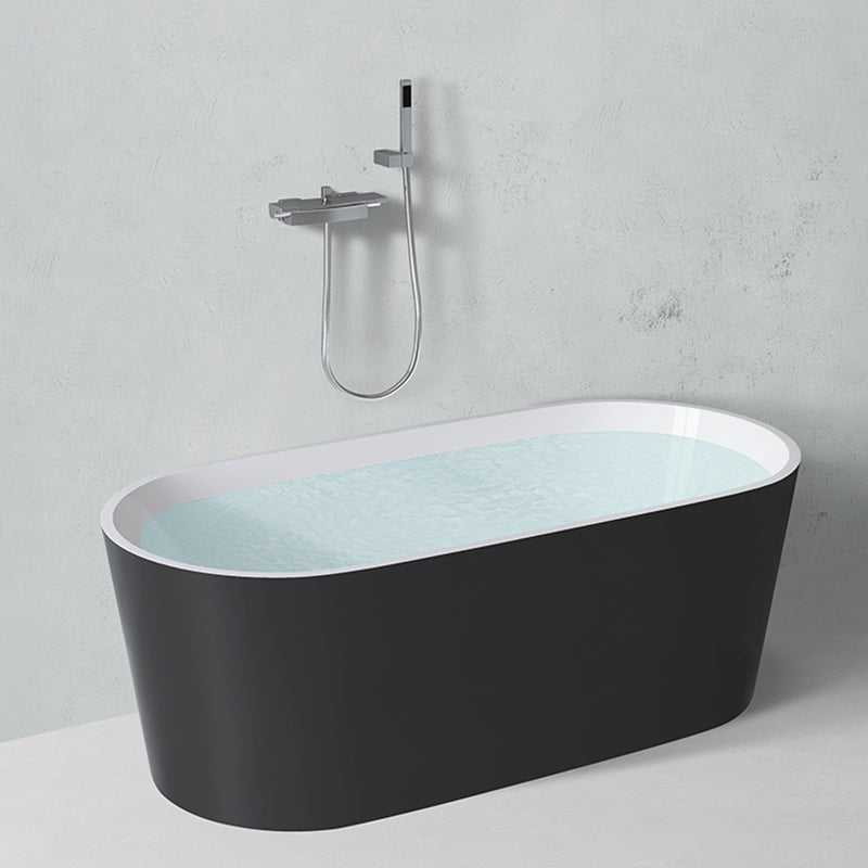 Modern Style Acrylic Ellipse Bathtub Freestanding Soaking Bathtub with Drain Bath Tub