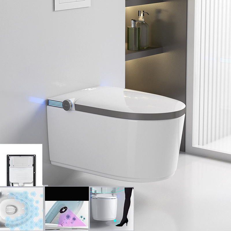 Modern White Gravity Flush Toilet One-Piece Wall Mount Toilet for Bathroom