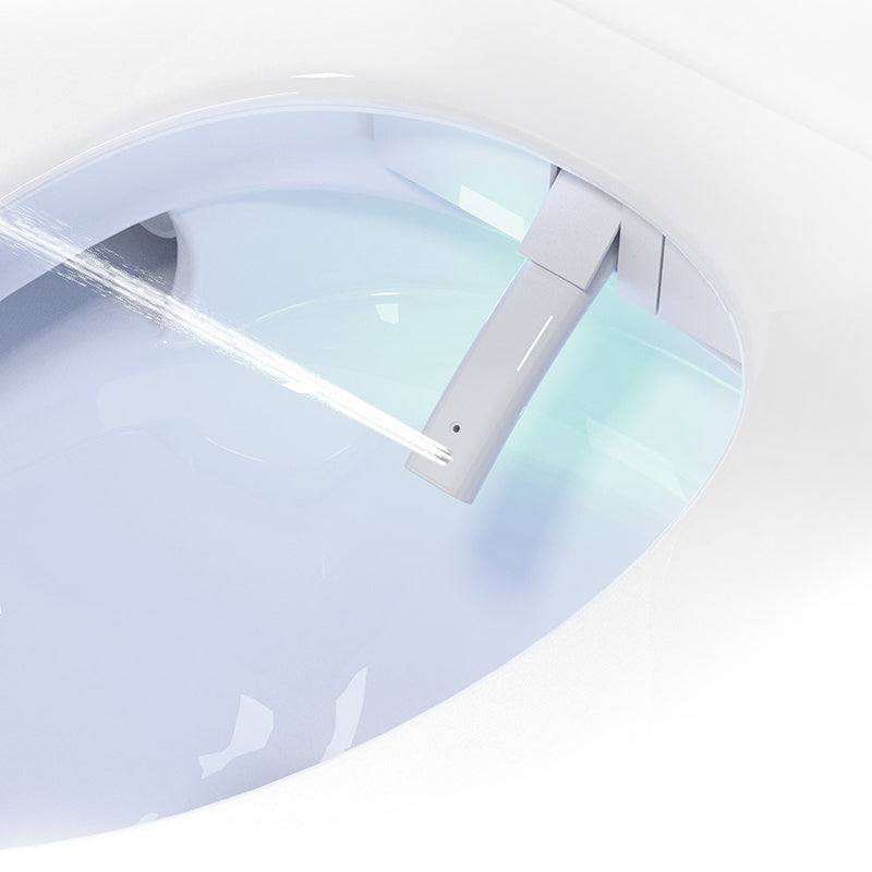 Modern White Gravity Flush Toilet One-Piece Wall Mount Toilet for Bathroom