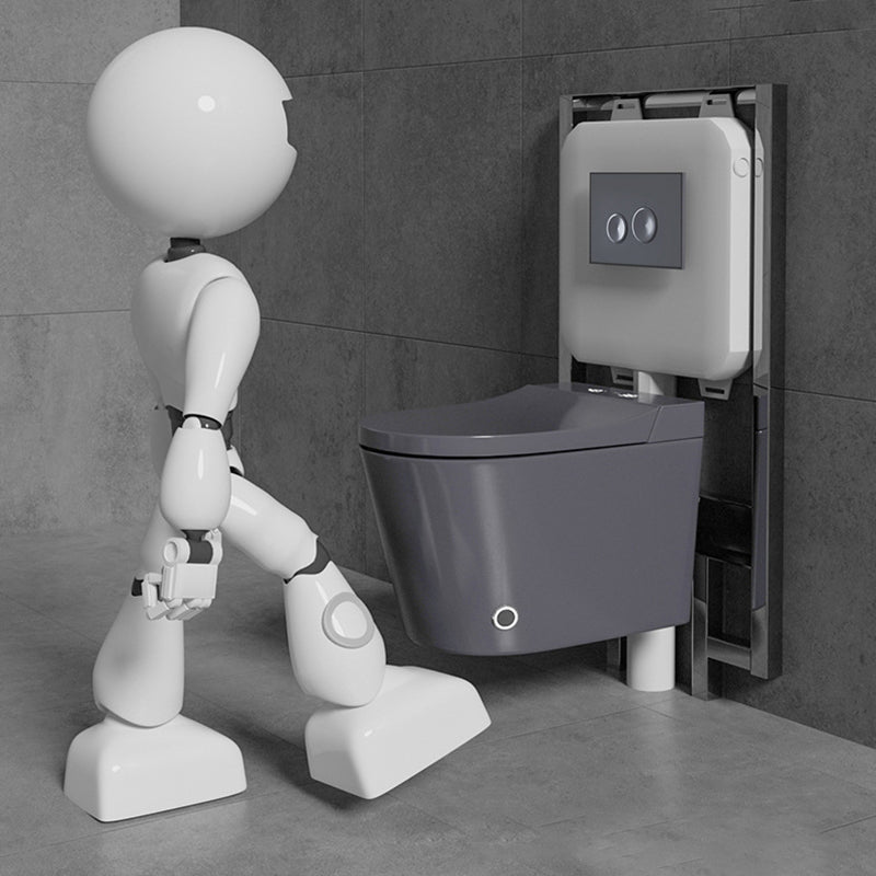 Modern Grey Siphon Jet Flush Toilet One-Piece Wall Mount Toilet for Bathroom