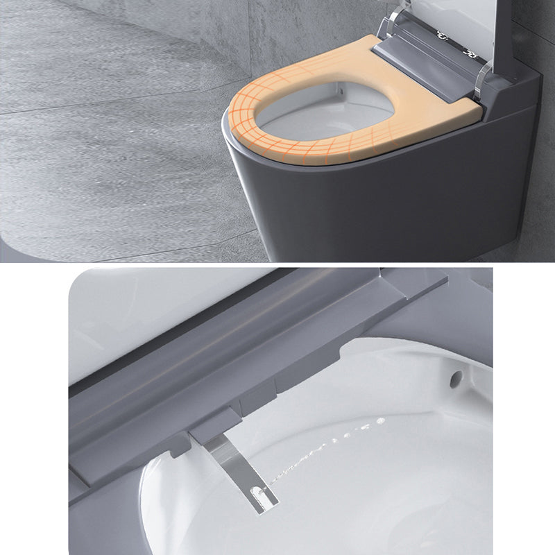 Modern Grey Siphon Jet Flush Toilet One-Piece Wall Mount Toilet for Bathroom