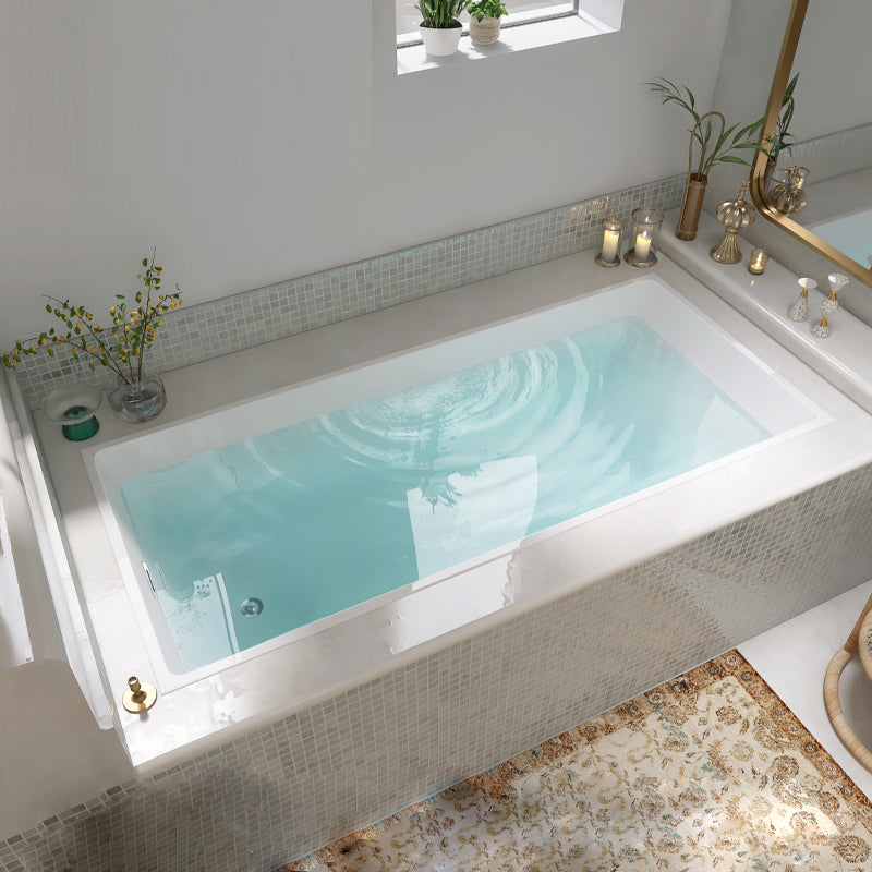 Modern Acrylic Rectangle Embedded with Drain Bath Tub and Overflow Hole