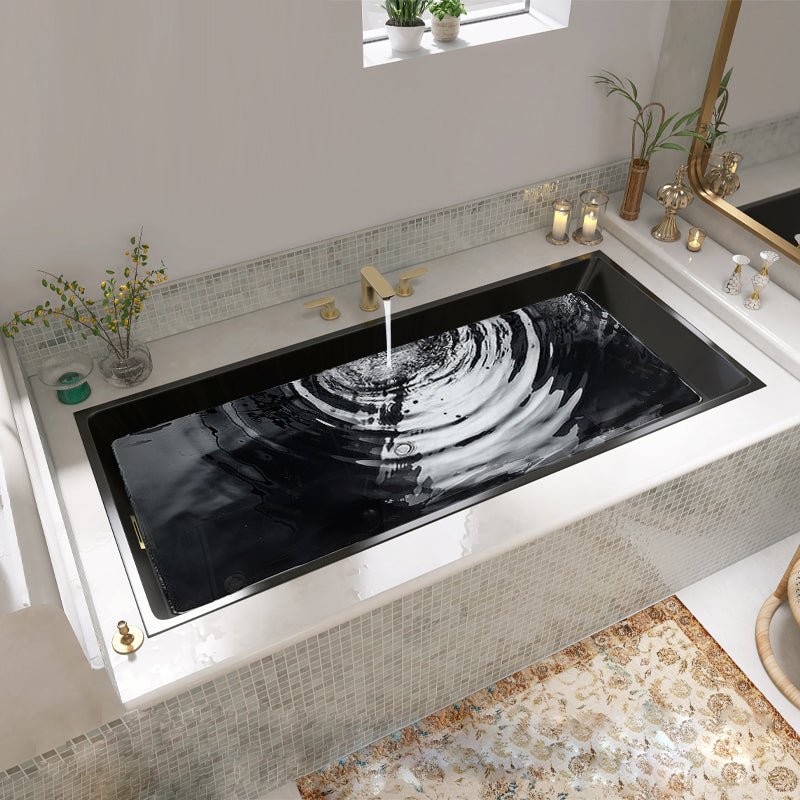 Modern Acrylic Rectangle Embedded with Drain Bath Tub and Overflow Hole