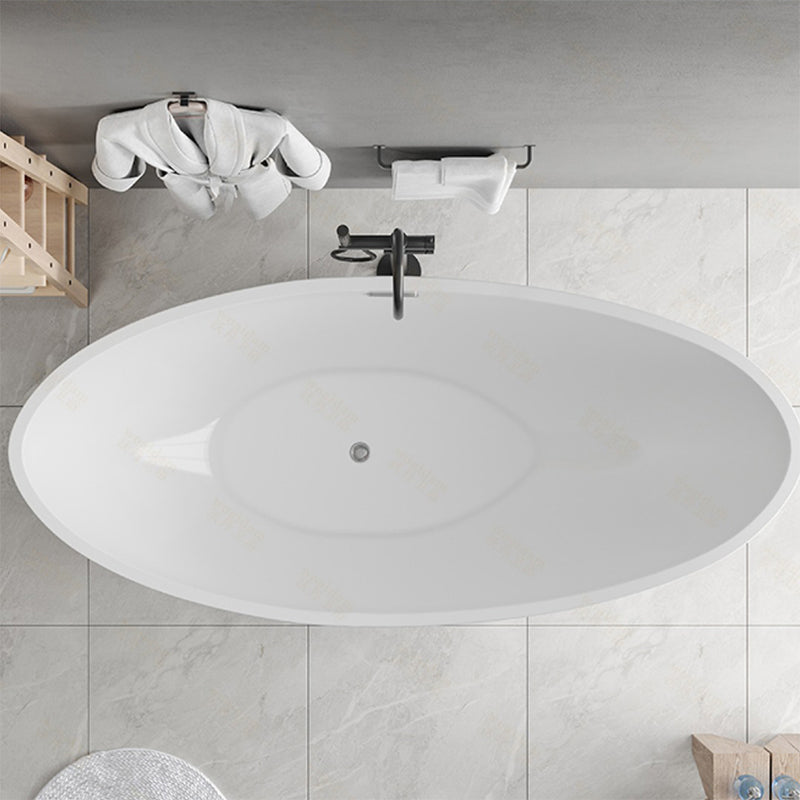 Contemporary Freestanding Soaking Bathtub Oval Slipper Acrylic Bathtub