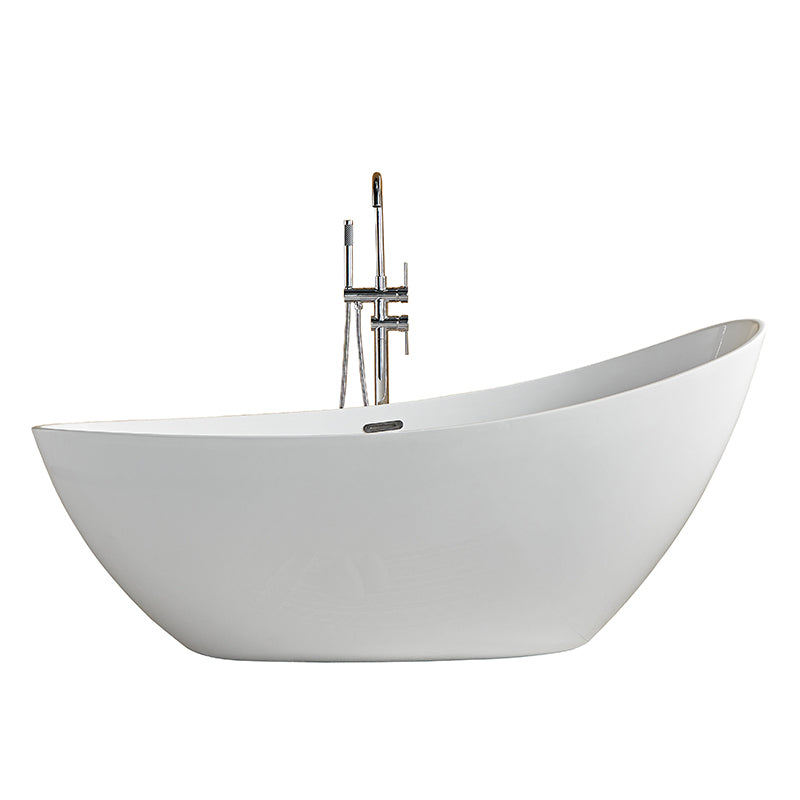 Contemporary Freestanding Soaking Bathtub Oval Slipper Acrylic Bathtub
