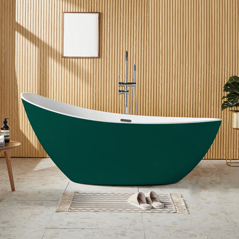Contemporary Freestanding Soaking Bathtub Oval Slipper Acrylic Bathtub